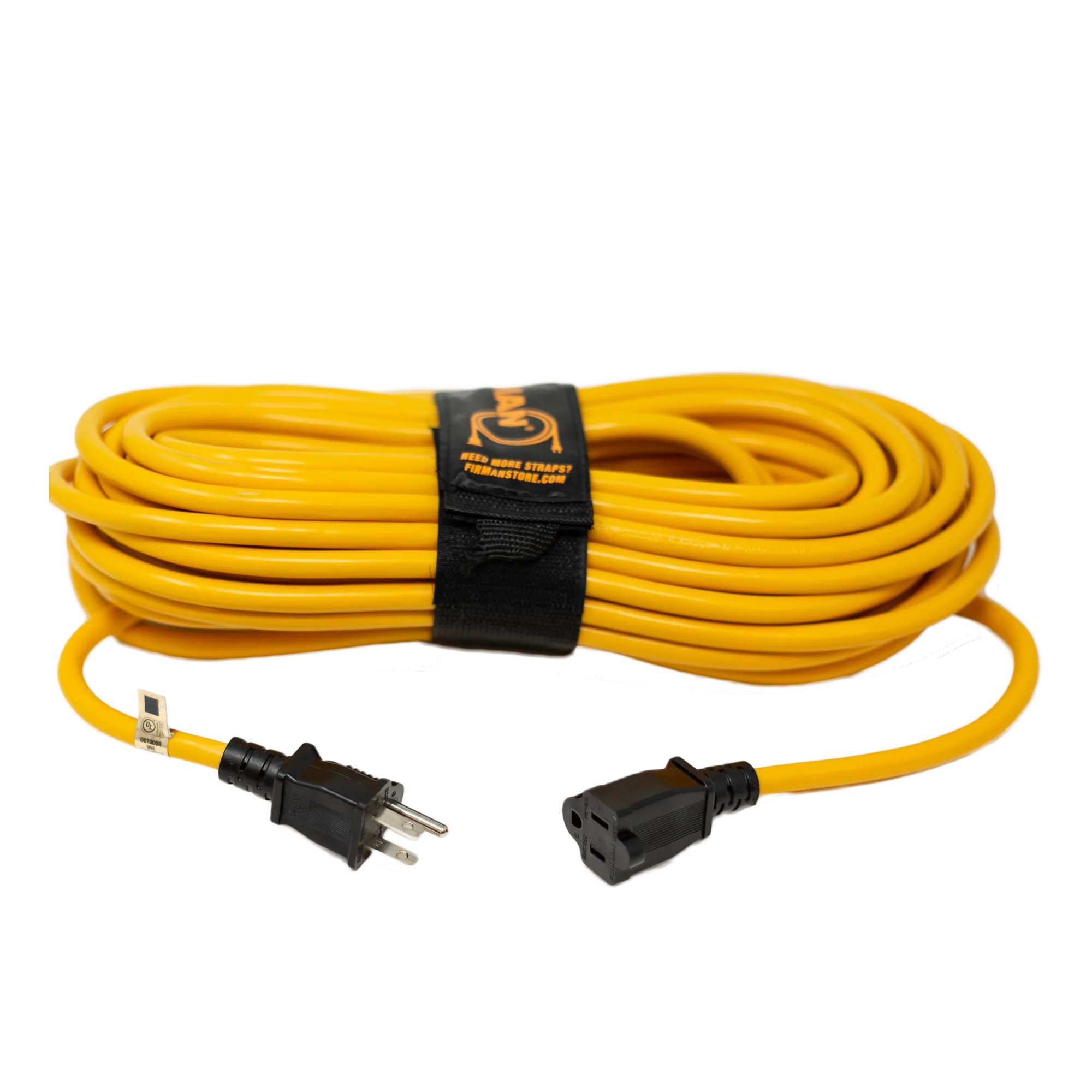 50ft Medium Duty 5-15P to 5-15R Generator Utility Power Cord With Storage Strap