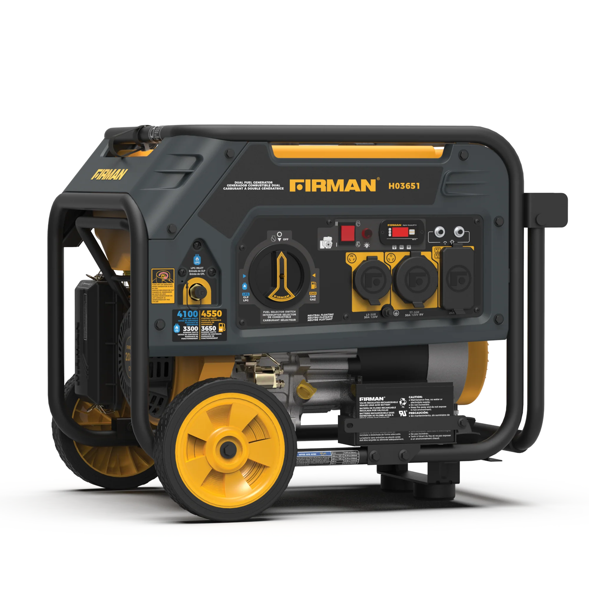 Dual Fuel 4550W Portable Generator Electric Start 120V