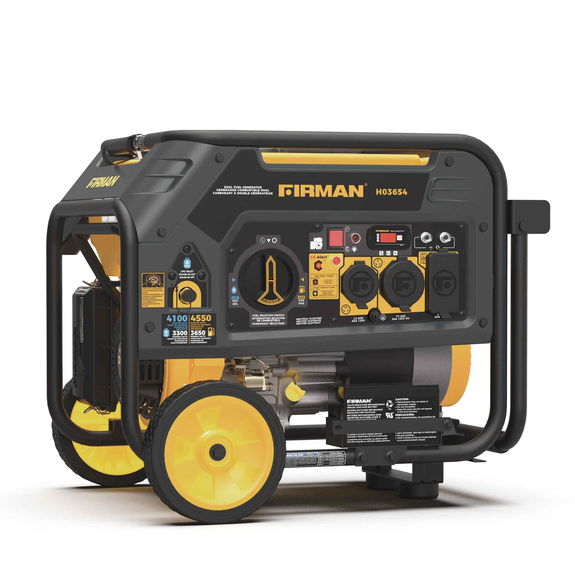 Dual Fuel 4550W Portable Generator Electric Start with CO Alert