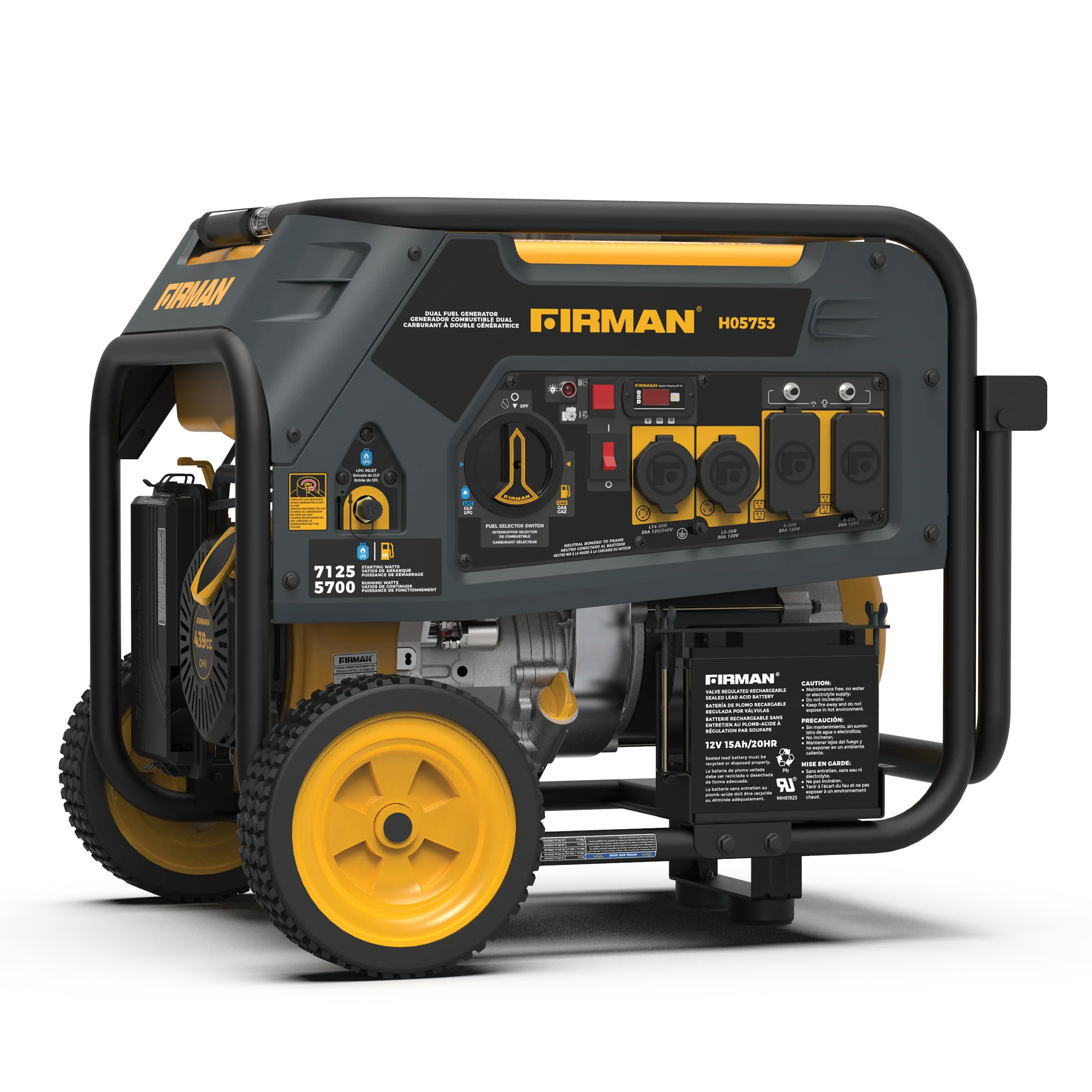 Dual Fuel Portable Generator 5700W Electric Start 120/240V