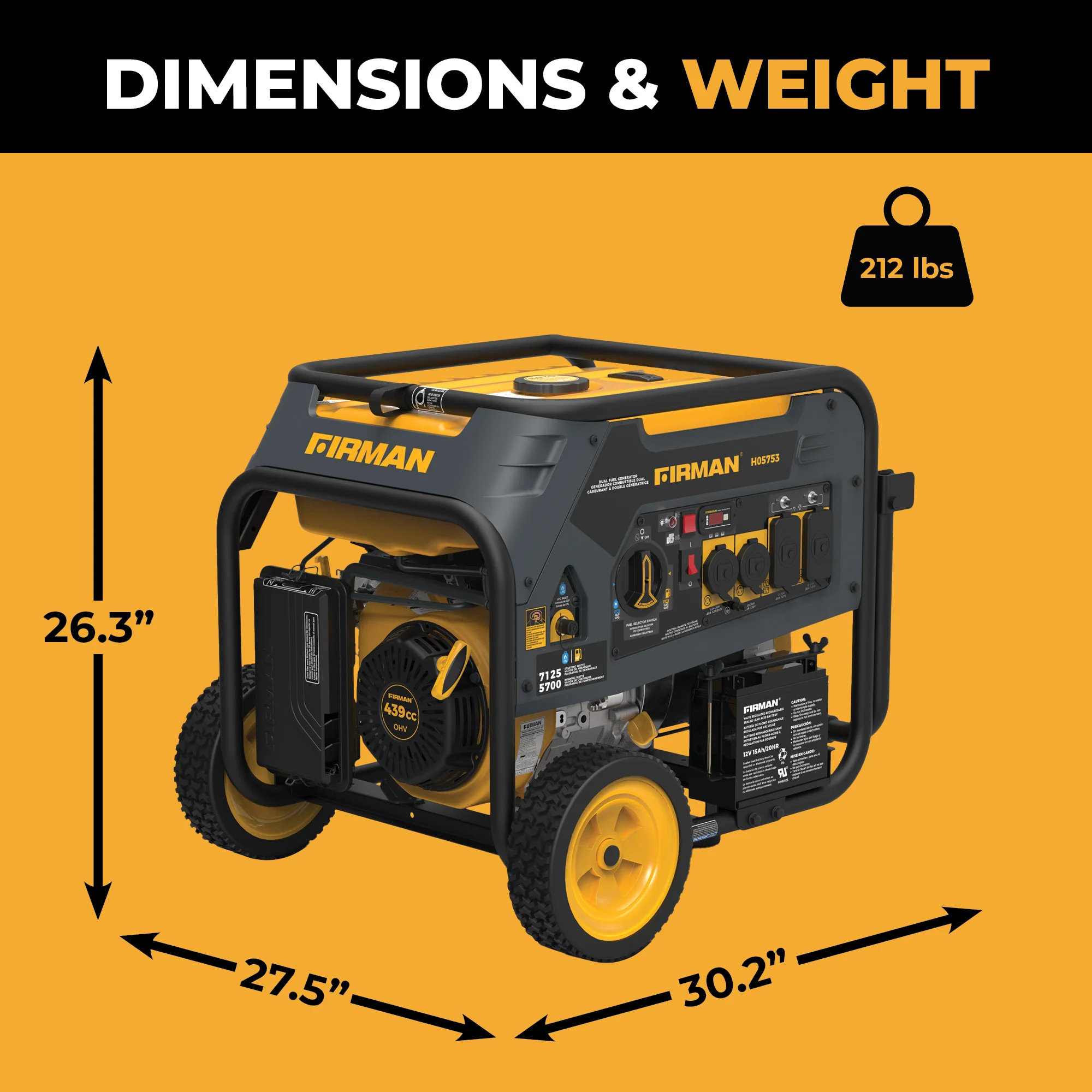 Dual Fuel Portable Generator 5700W Electric Start 120/240V - Image 9