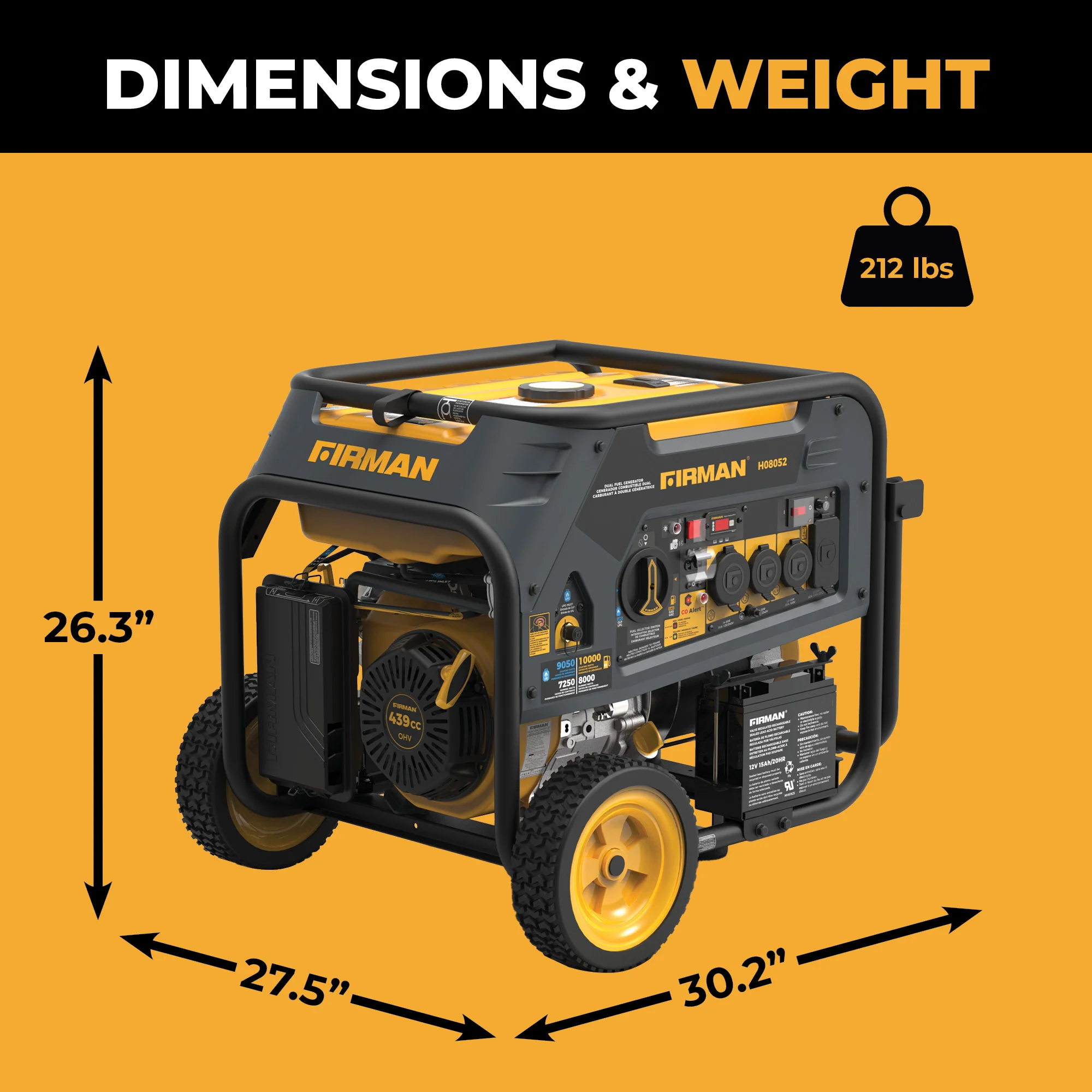 Dual Fuel Portable Generator 10000W Electric Start 120/240V with CO alert - Image 10