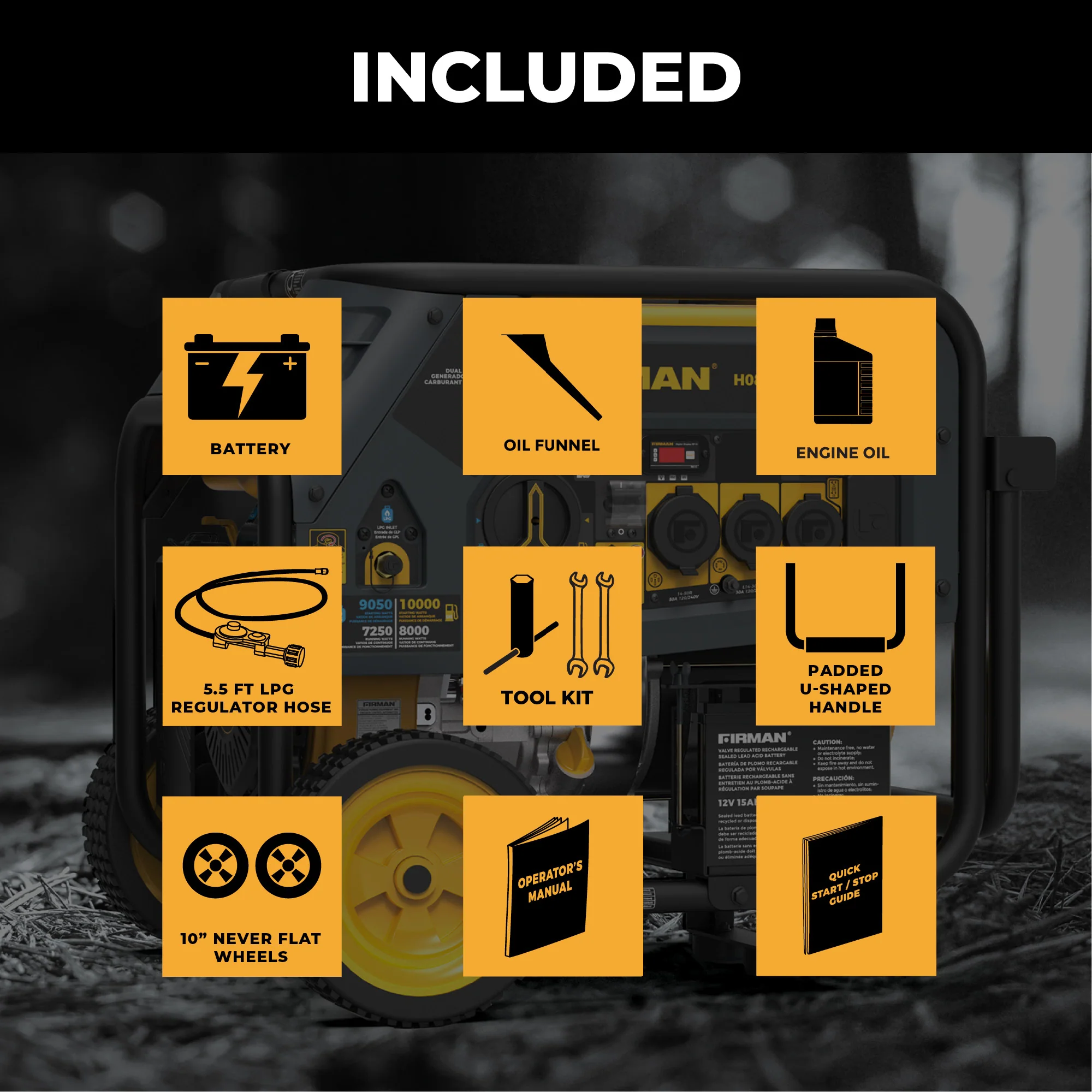 Dual Fuel Portable Generator 10000W Electric Start 120/240V with CO alert - Image 3