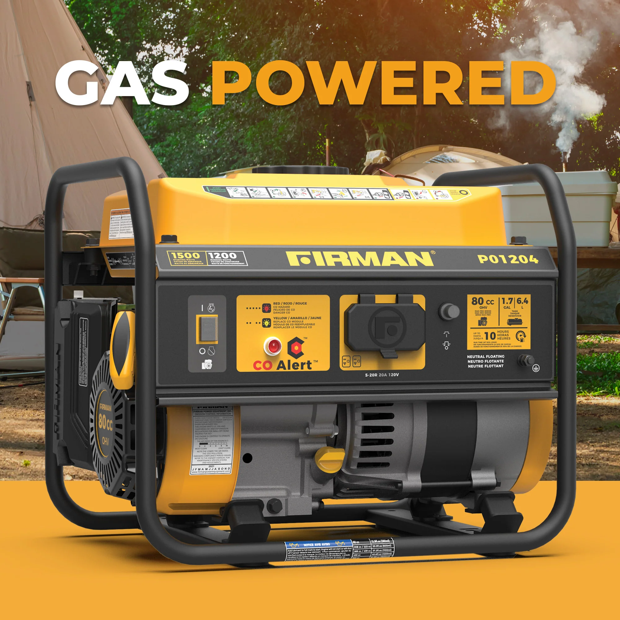 Gas Portable Generator 1500W Recoil Start with CO alert - Image 10