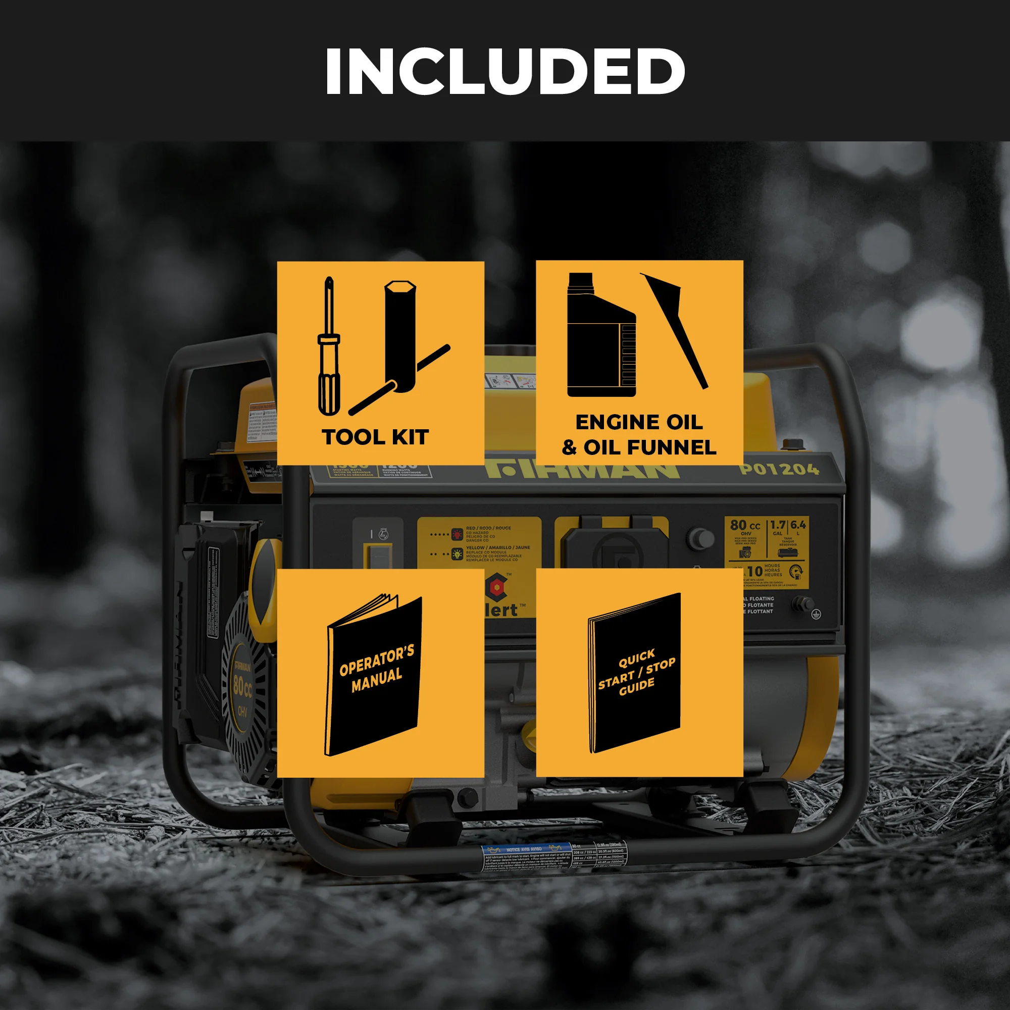 Gas Portable Generator 1500W Recoil Start with CO alert - Image 3