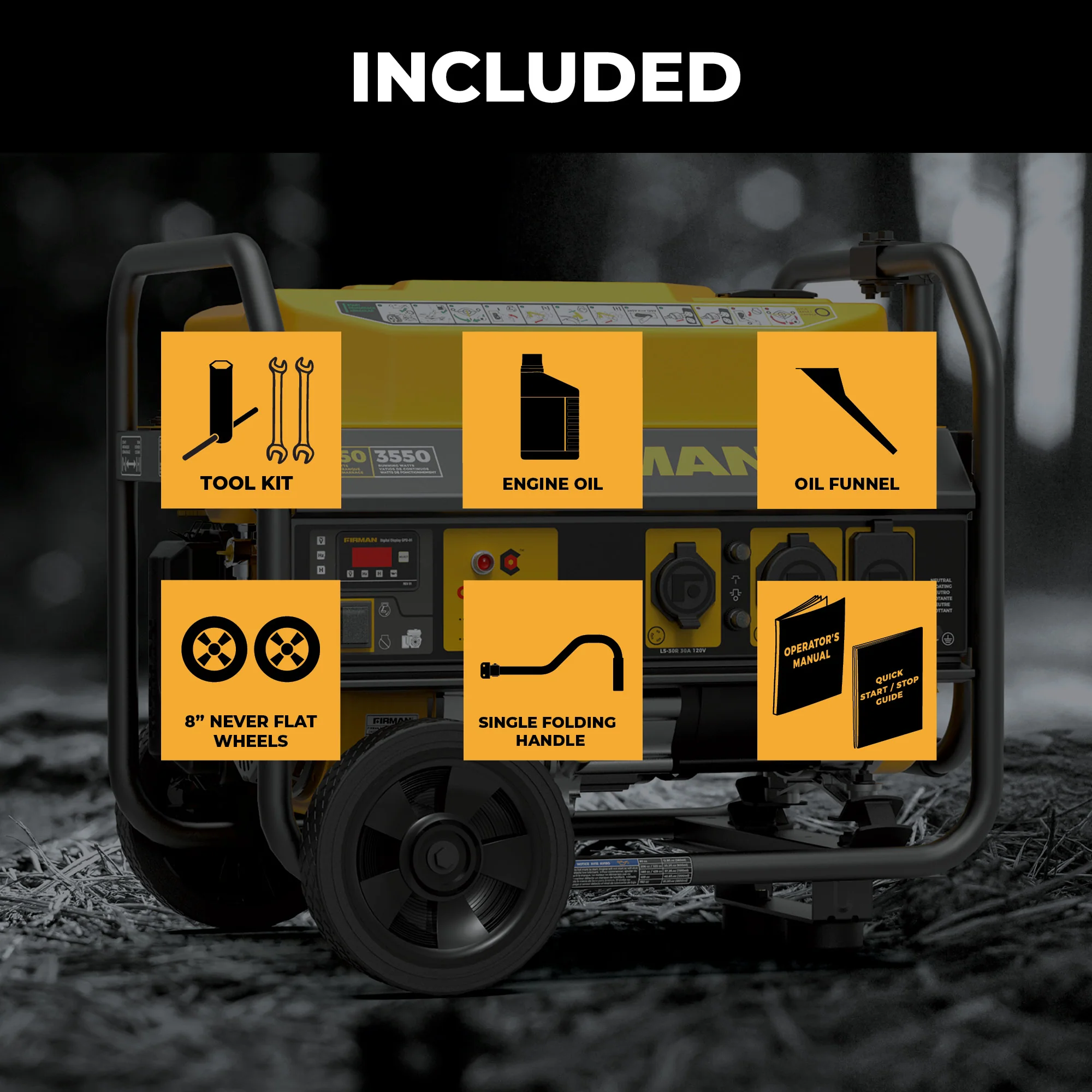 Gas Portable Generator 4450W Recoil Start 120V with CO alert - Image 3