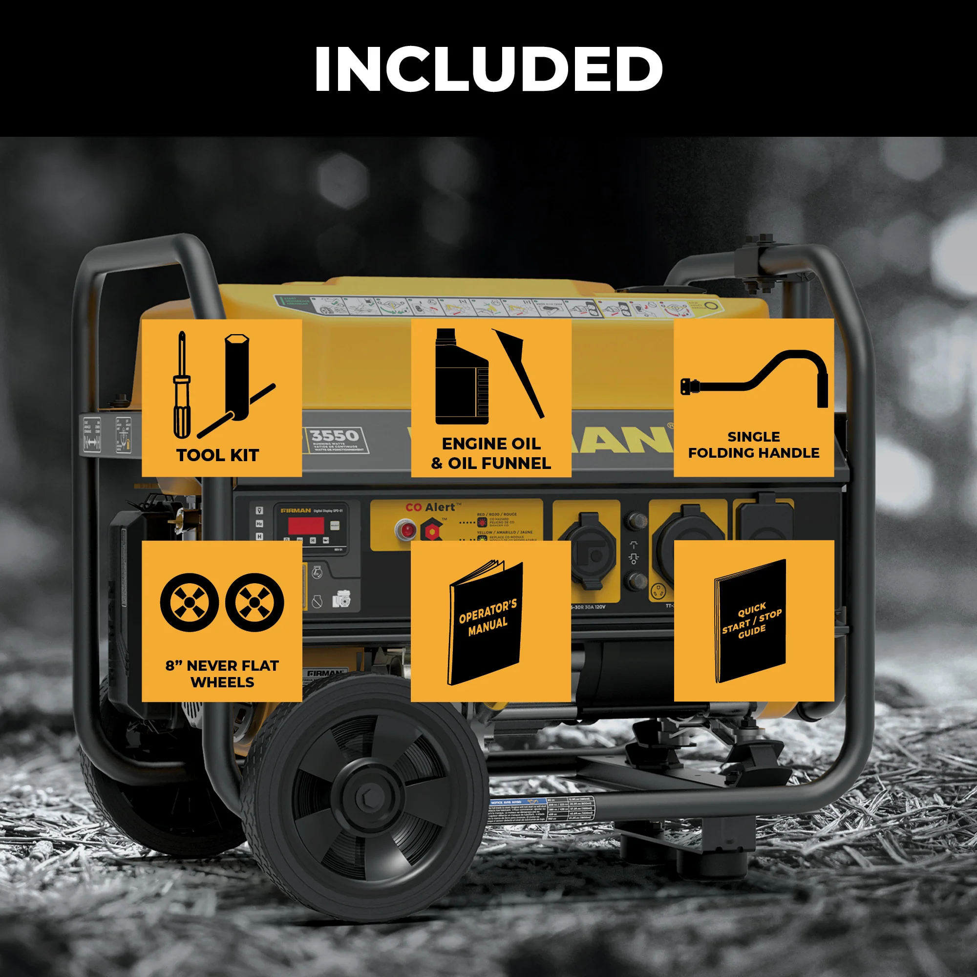 Gas Portable Generator 4450W Recoil Start 120V with CO alert - Image 4