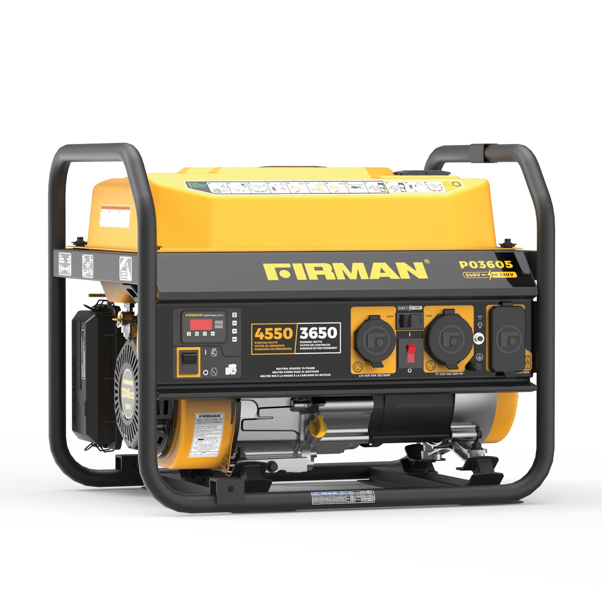 Gas Portable Generator 4550W Recoil Start 120/240V
