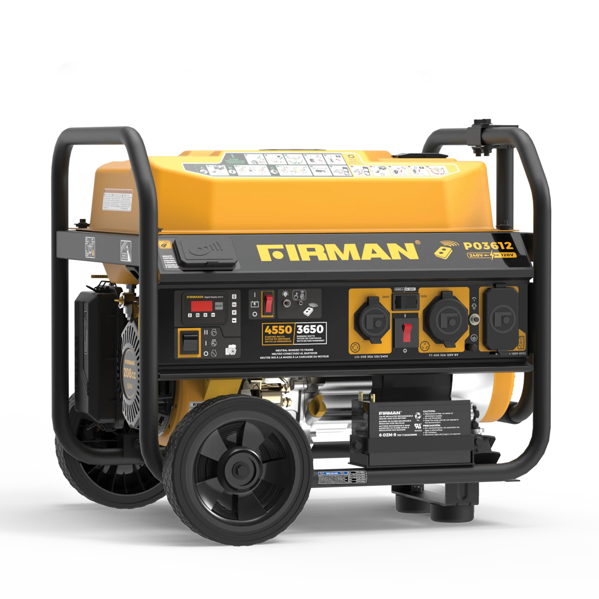 Gas Portable Generator 4550W Remote Start 120/240V