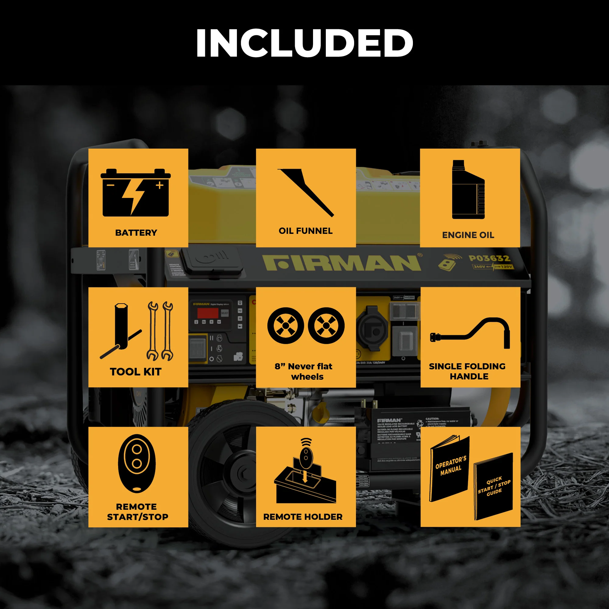 Gas Portable Generator 4550/3650W Remote Start 120/240V CO Alert - Image 3