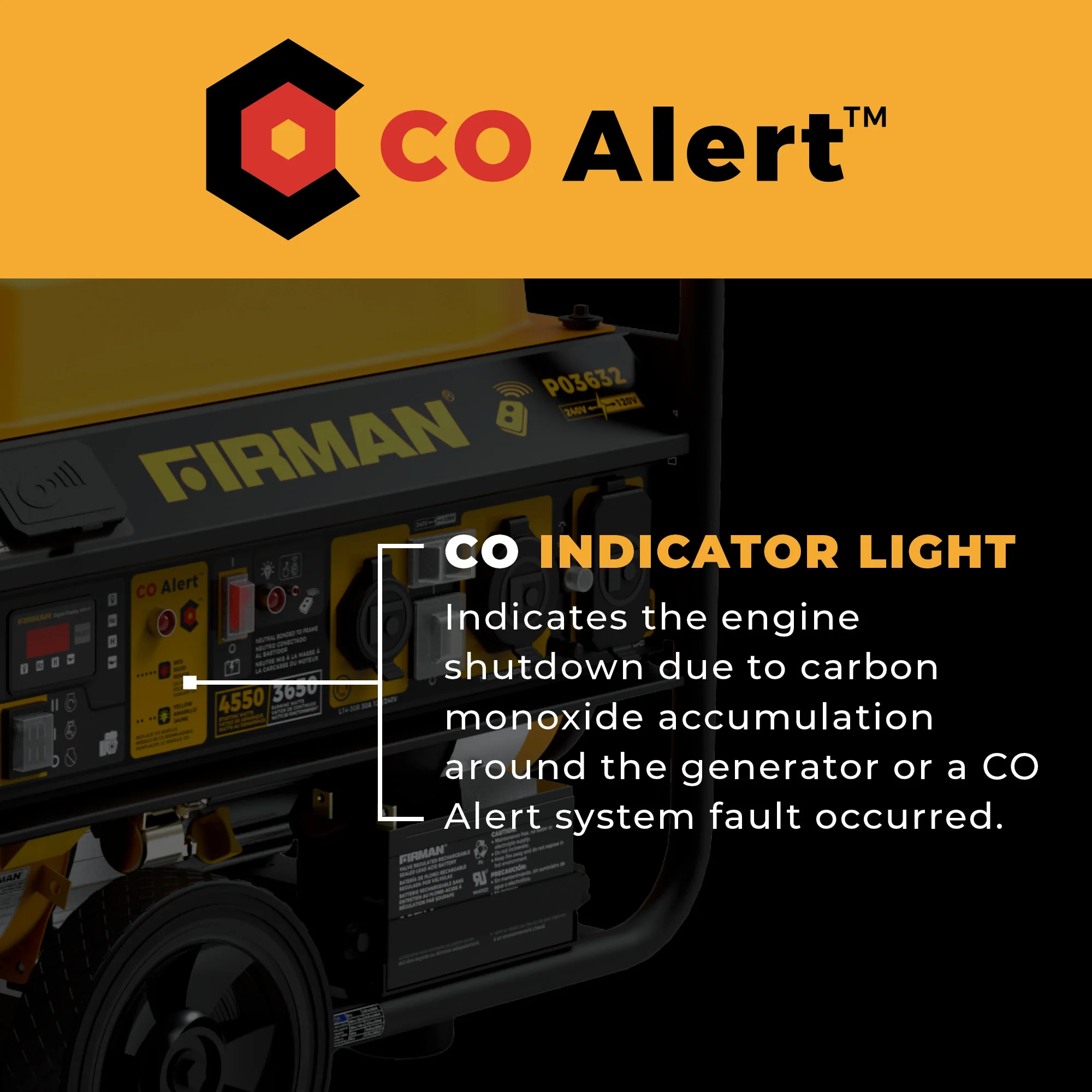 Gas Portable Generator 4550/3650W Remote Start 120/240V CO Alert - Image 6
