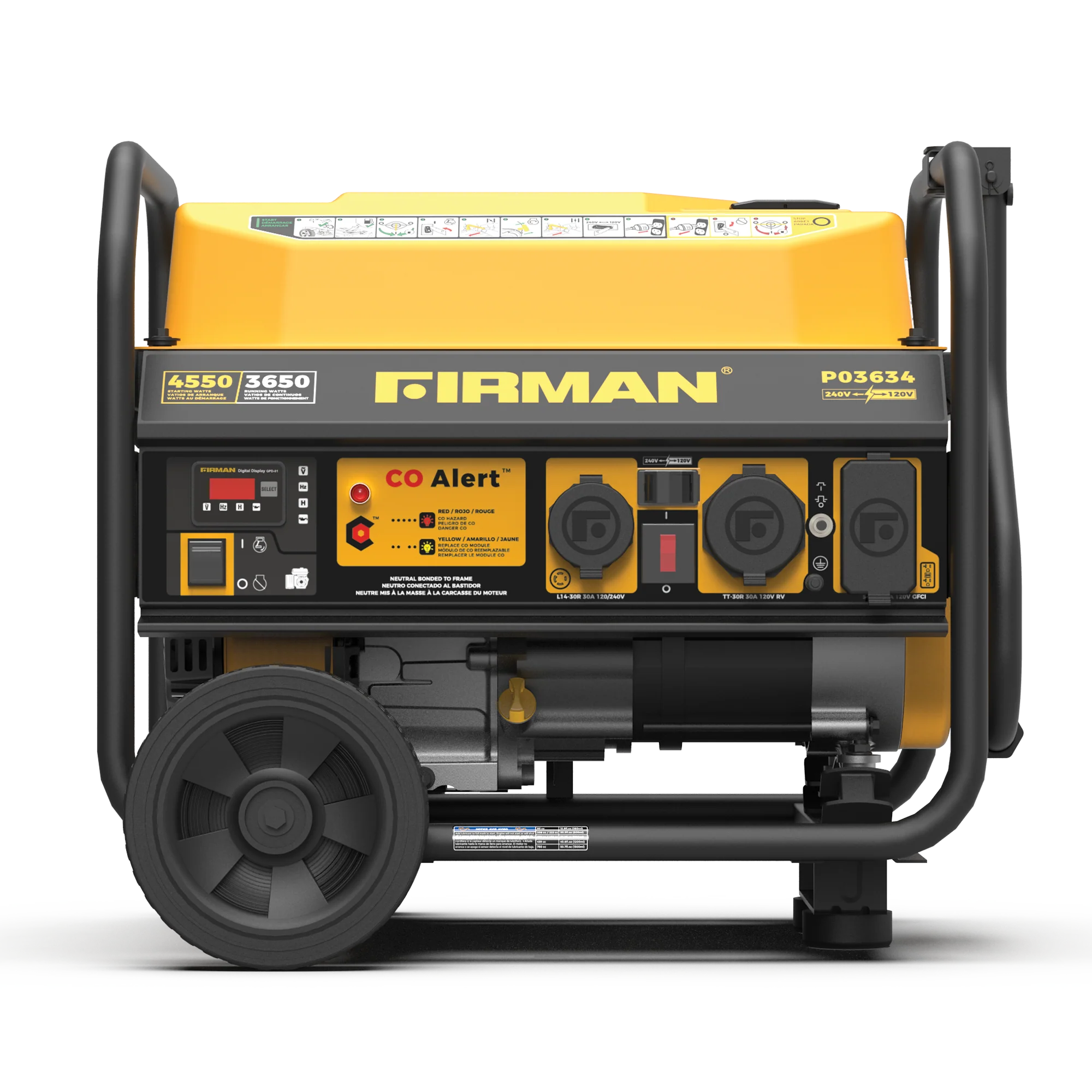 Gas Portable Generator 4550W Recoil Start 120/240V with CO ALERT - Image 6