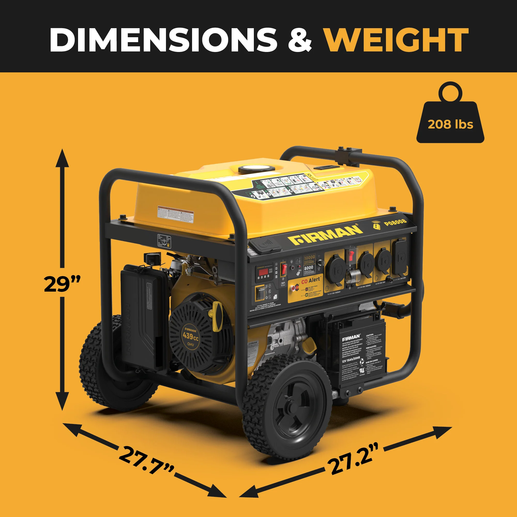 Gas Portable Generator 10000W Remote Start 120/240V with CO Alert - Image 8