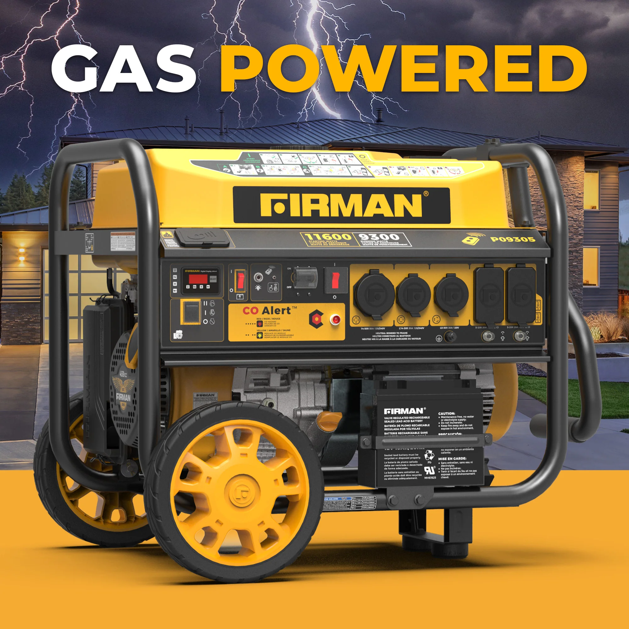 GAS PORTABLE GENERATOR 11600W REMOTE START 120/240V WITH CO ALERT - Image 10