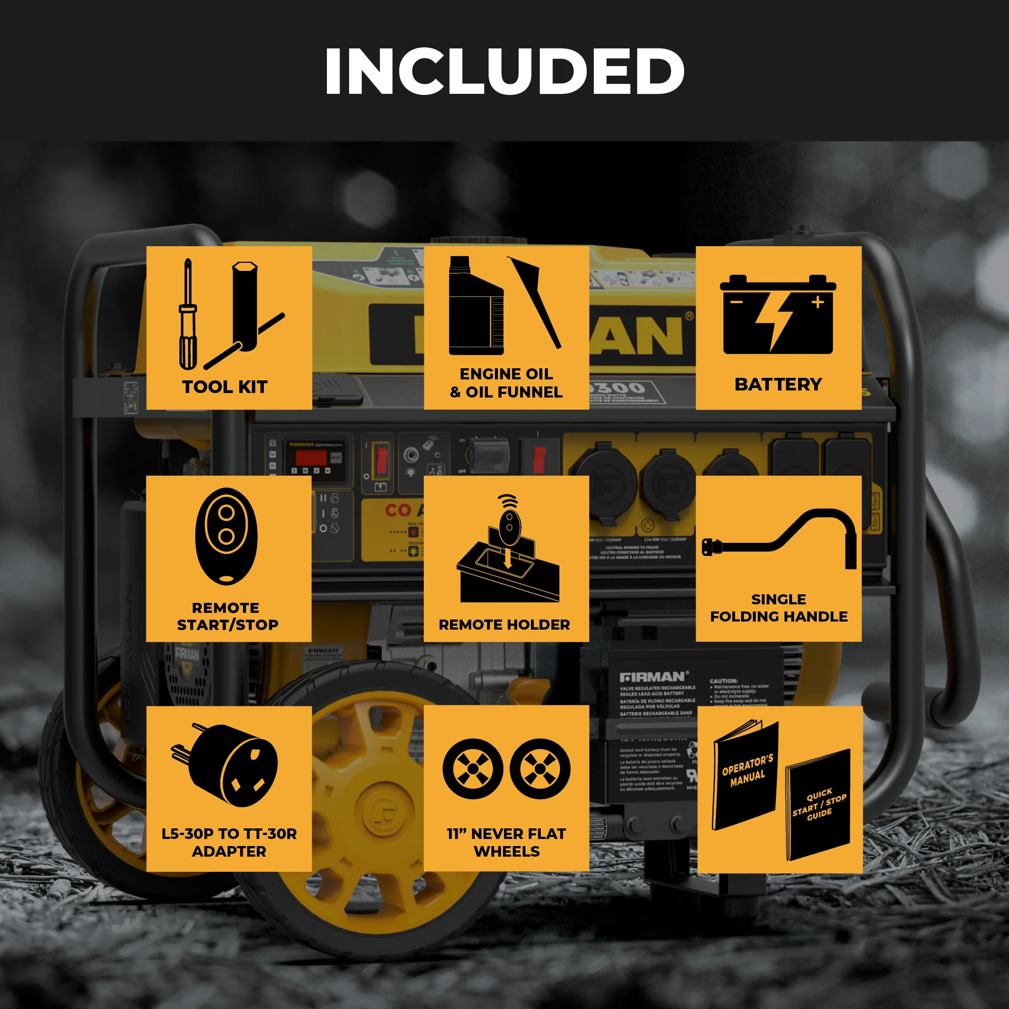 GAS PORTABLE GENERATOR 11600W REMOTE START 120/240V WITH CO ALERT - Image 3