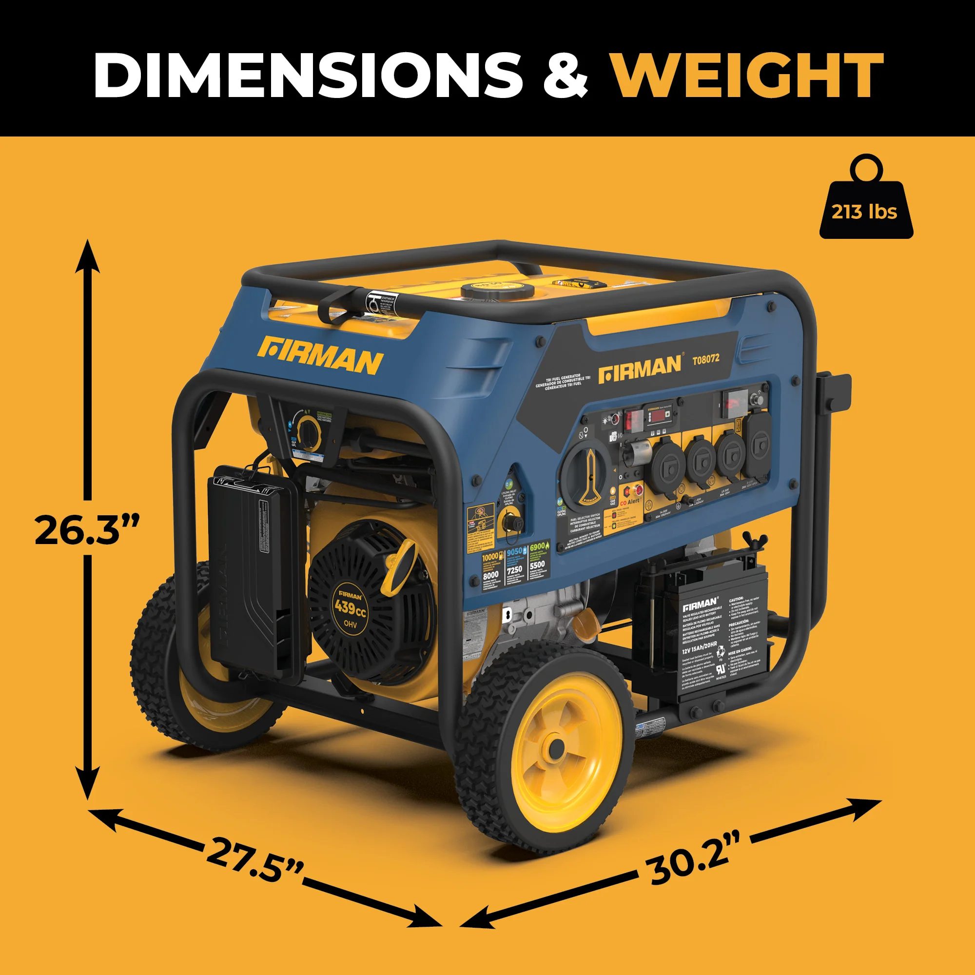 Tri Fuel 8000W Portable Generator Electric Start 120/240V with CO ALERT - Image 9