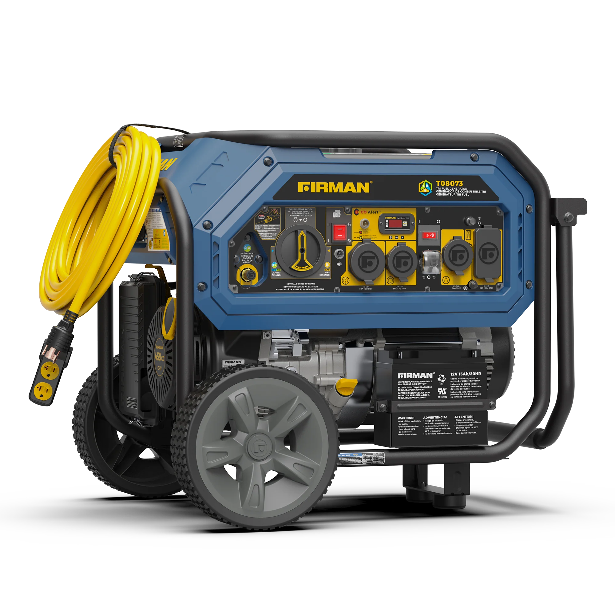 Tri Fuel Portable Generator 10000/8000W Electric Start With CO Alert