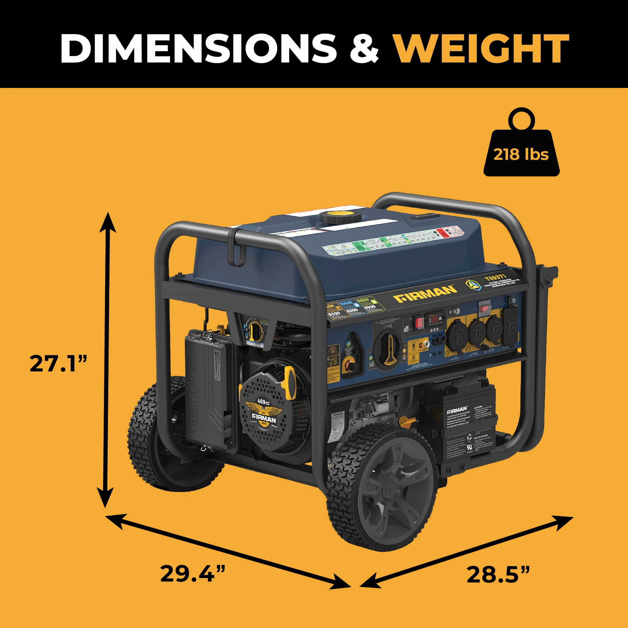 Tri Fuel Portable Generator 11600/9300W Electric Start 120V/240V with Power Cord - Image 11