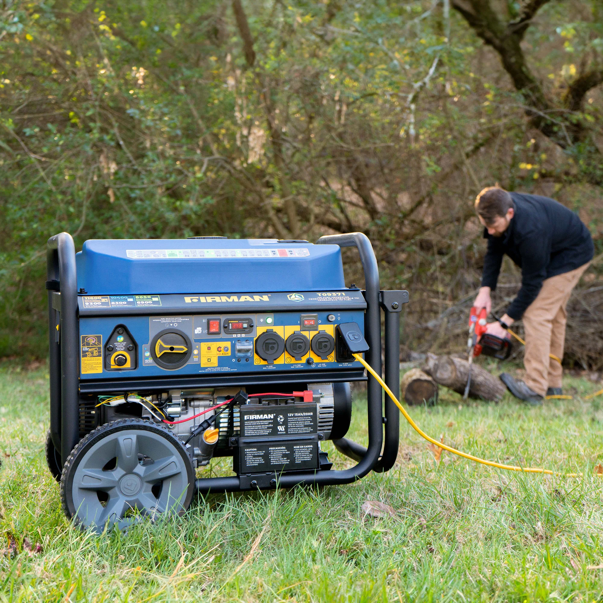 Tri Fuel Portable Generator 11600/9300W Electric Start 120V/240V with Power Cord - Image 14