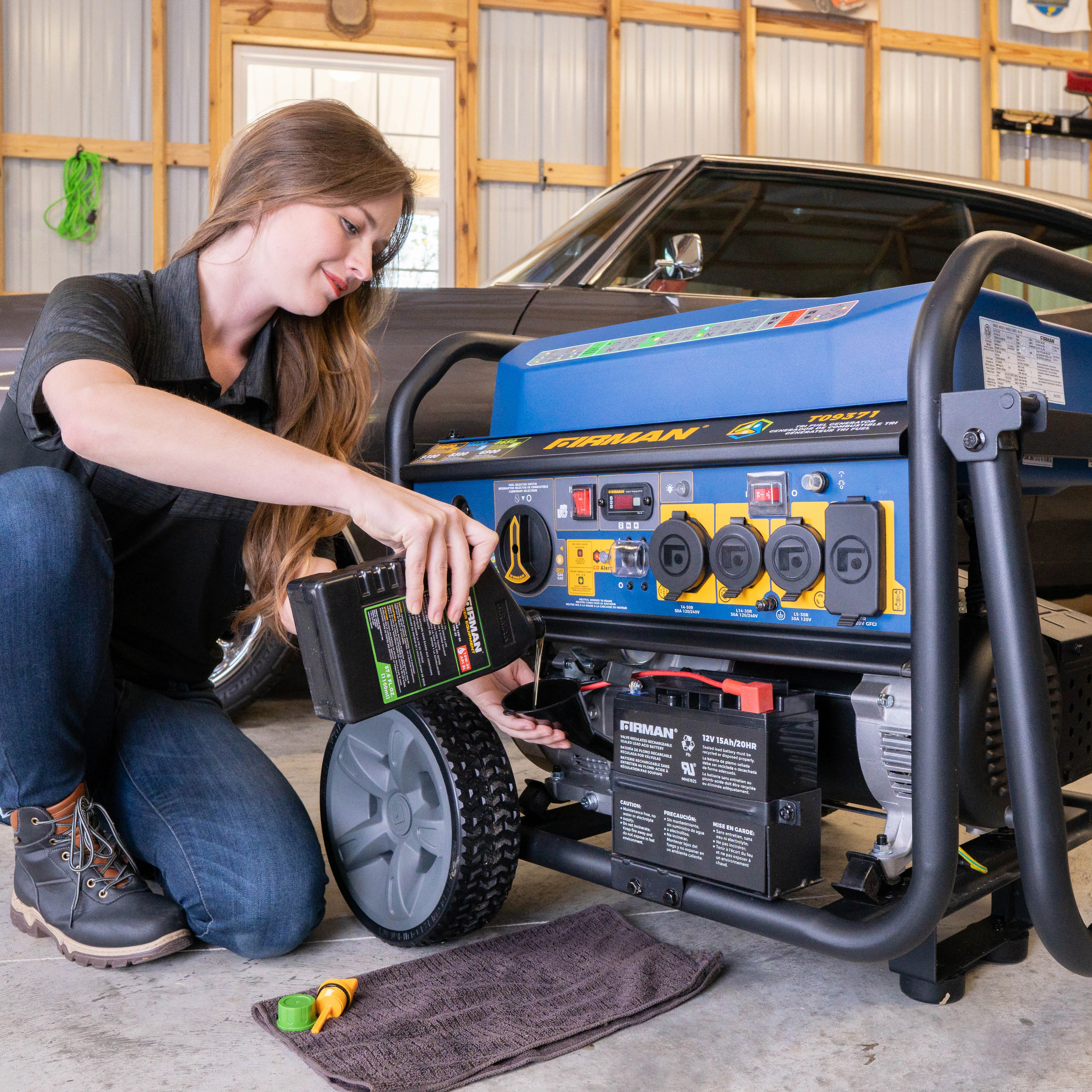 Tri Fuel Portable Generator 11600/9300W Electric Start 120V/240V with Power Cord - Image 15