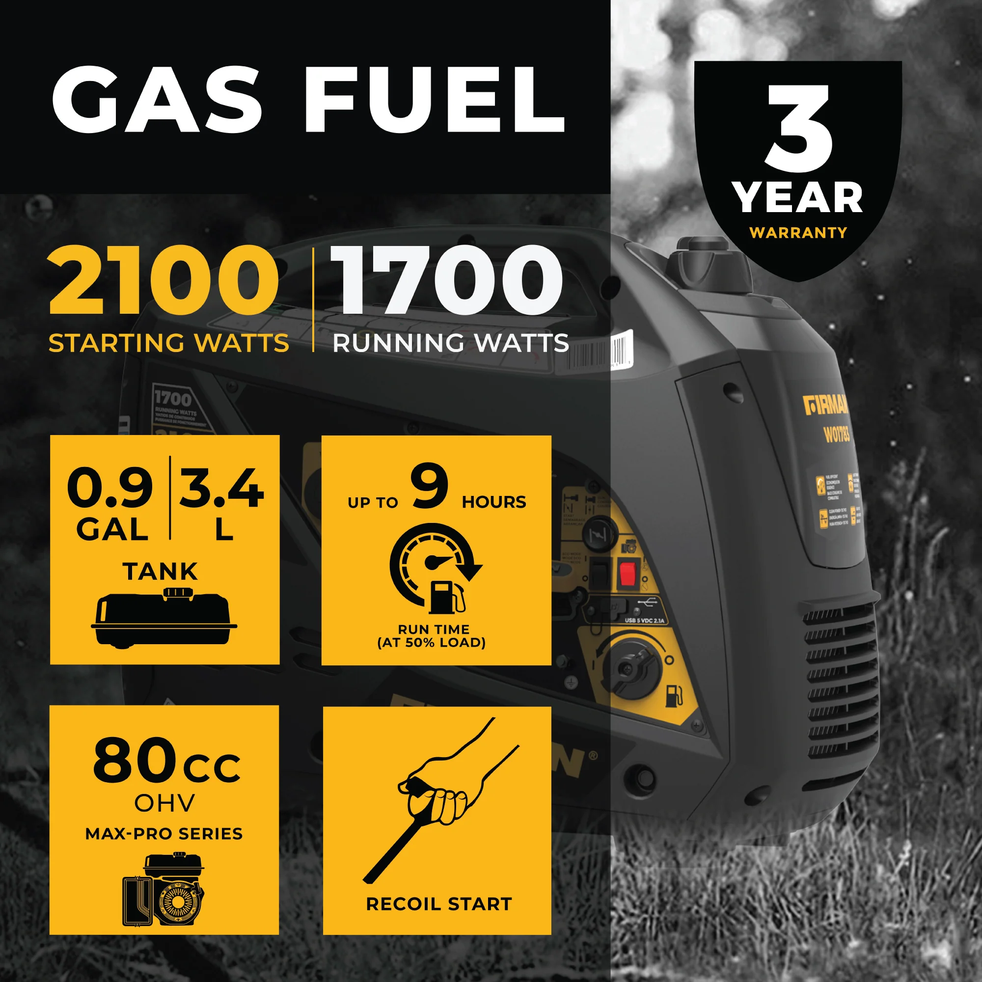 Inverter Portable Generator 2100W Recoil Start - Image 2
