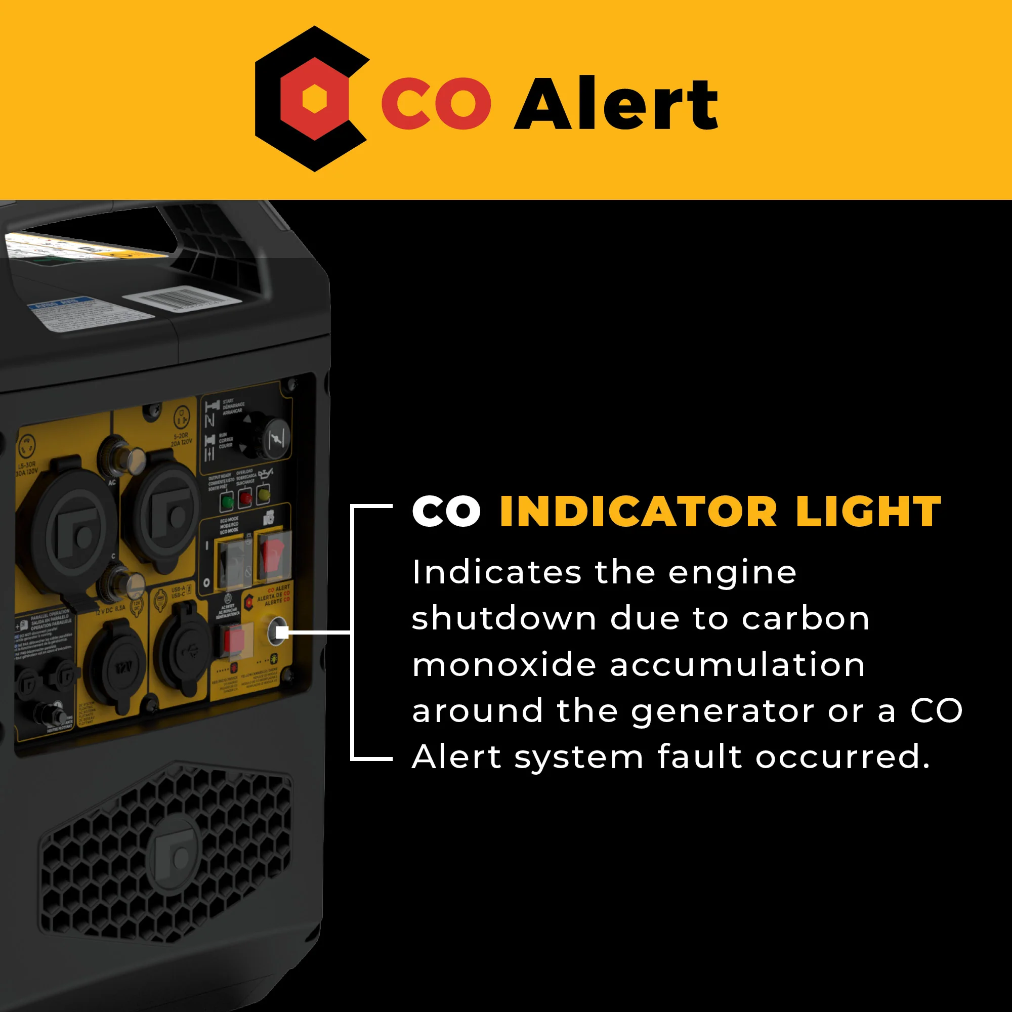 Inverter Gas Portable Generator 2500W Recoil Start with CO ALERT - Image 5