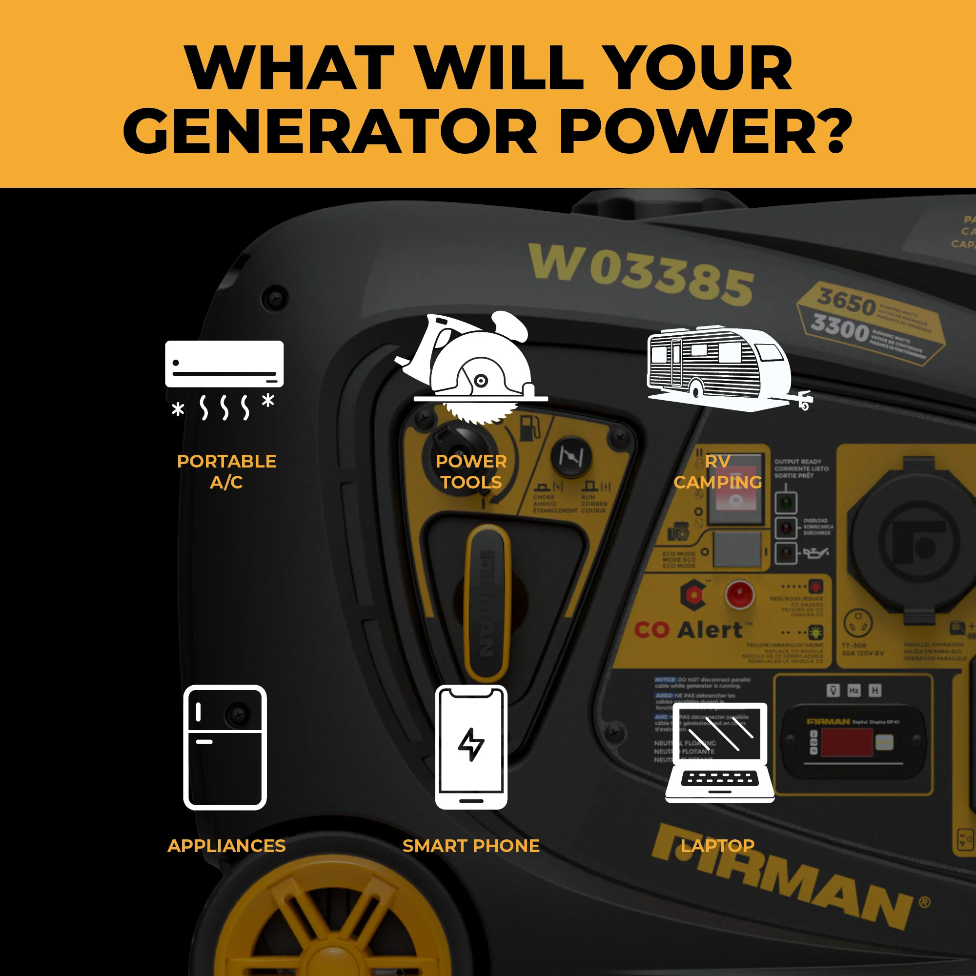 INVERTER PORTABLE GENERATOR 4125W WITH CO ALERT - Image 6