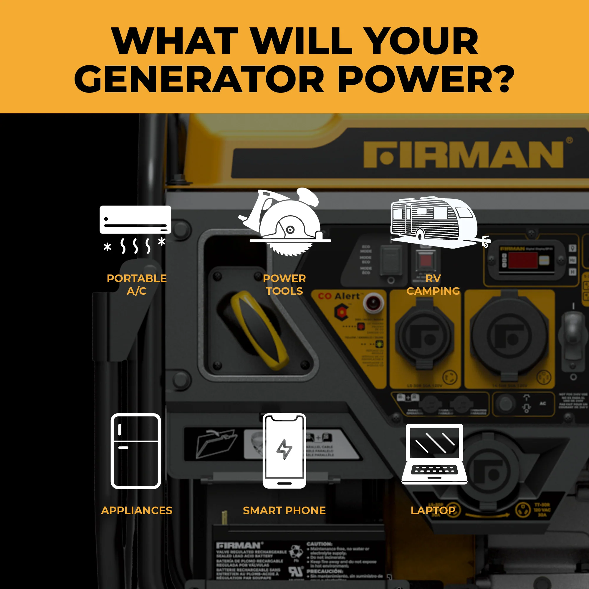 Inverter Open Frame Portable Generator 4500W Recoil Start with CO Alert - Image 10