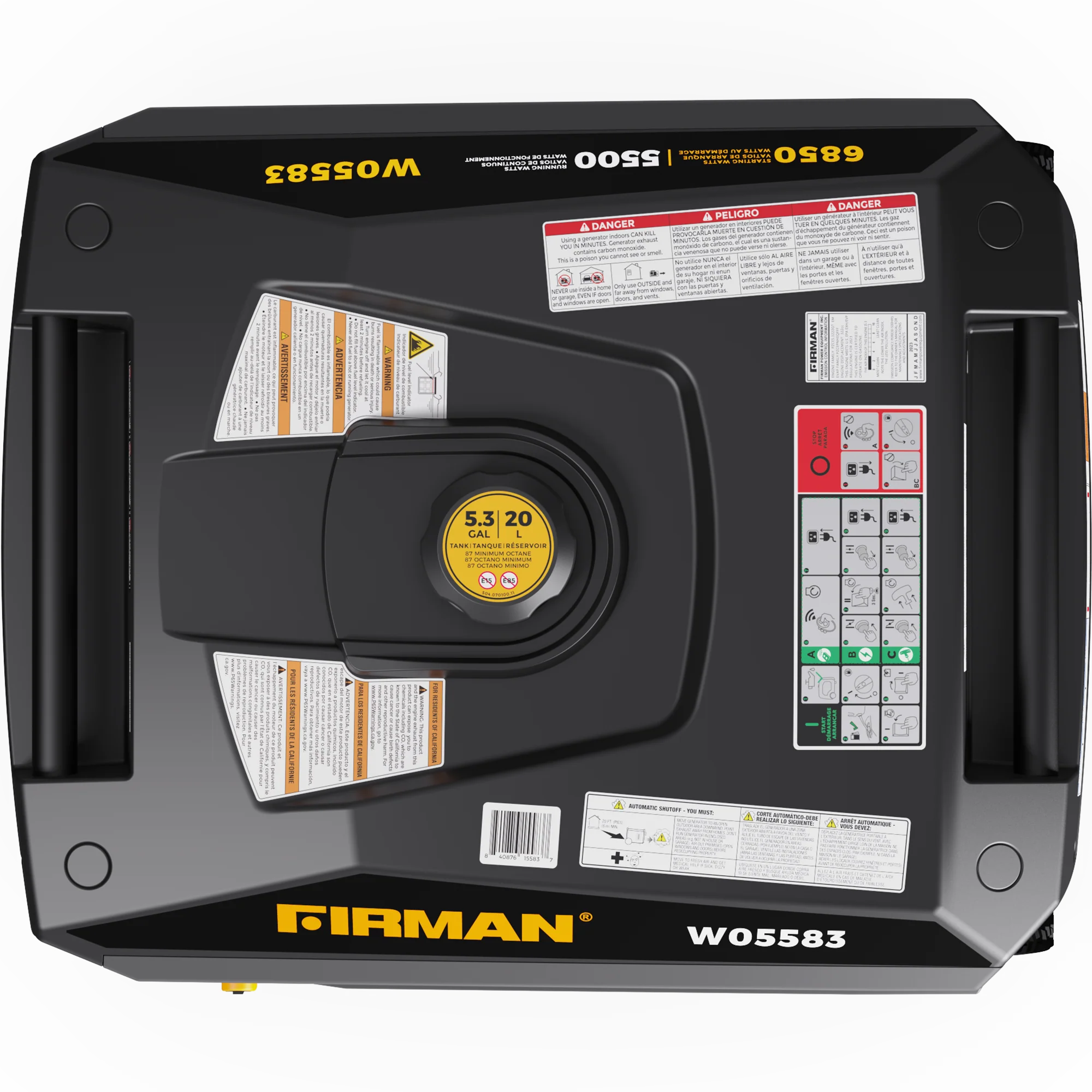 Gas Inverter Portable Generator 6850/5500 Watt Remote Start 120/240V CO Alert - Image 11