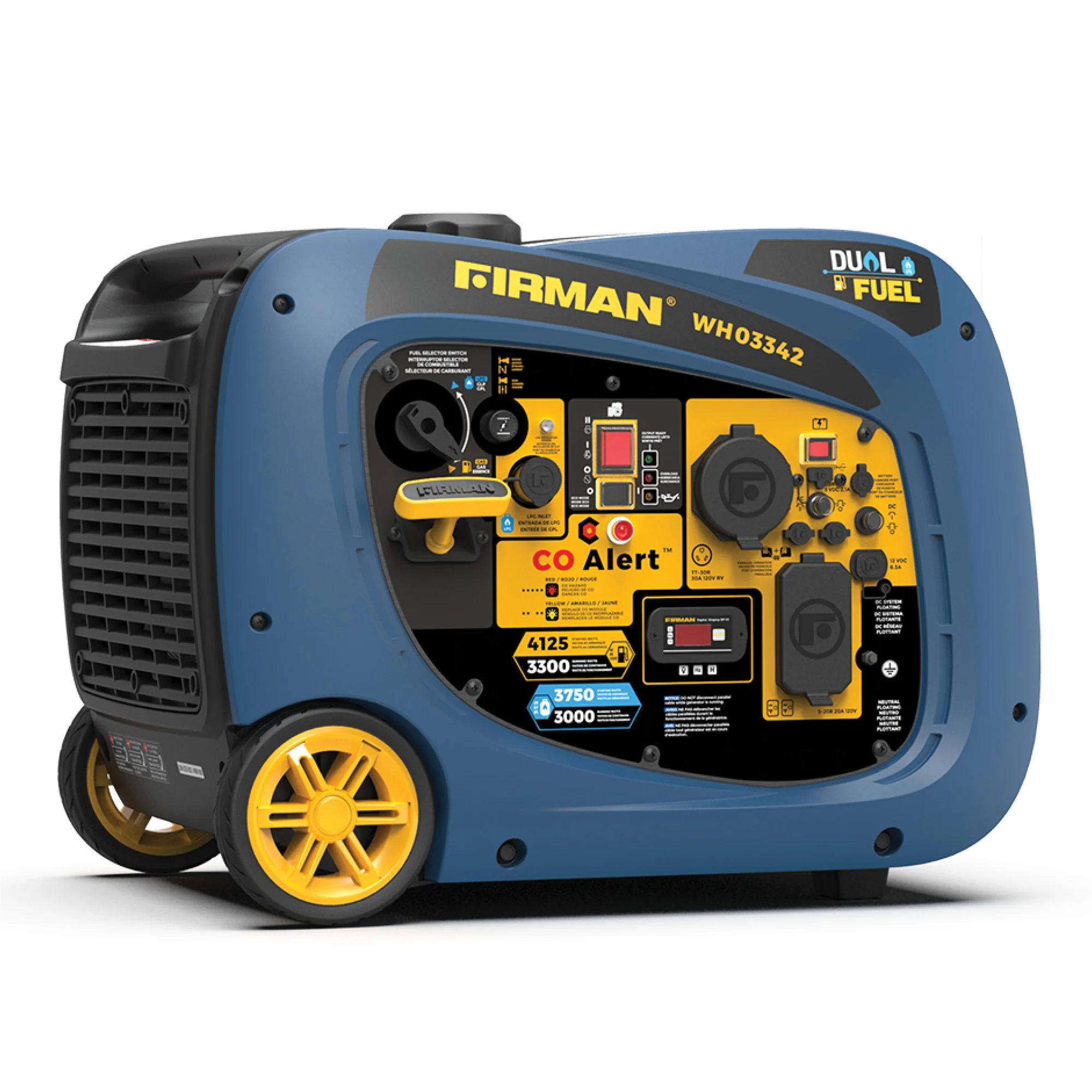 Dual Fuel Inverter Portable Generator 4125W Electric Start with CO ALERT