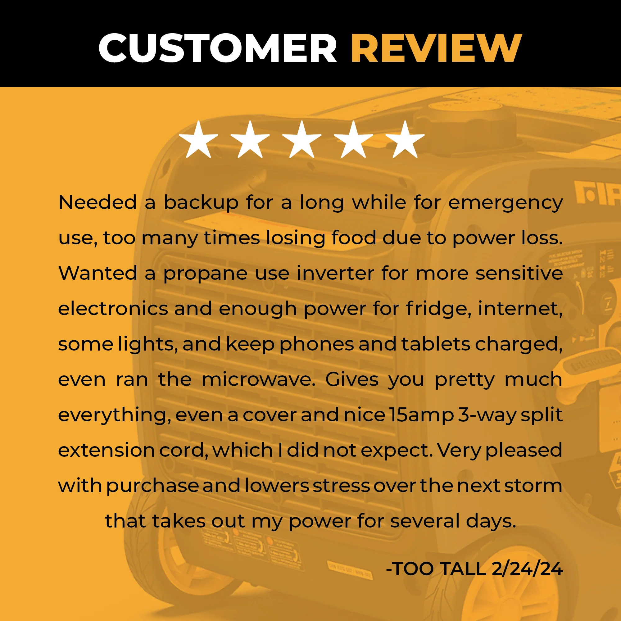 Dual Fuel Inverter Portable Generator 4125W Electric Start with CO ALERT - Image 9