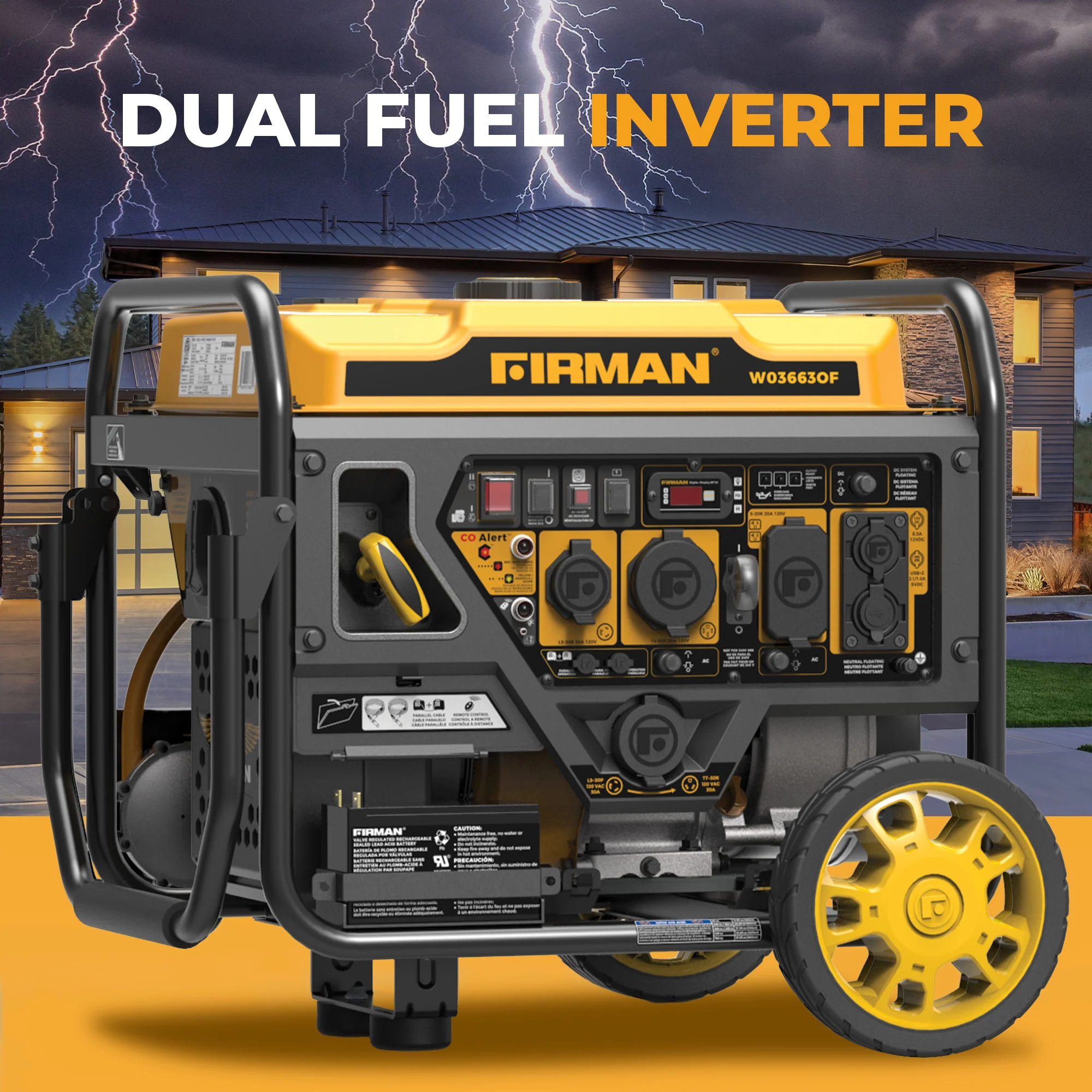 Dual Fuel Open Frame Inverter 4400W Electric Start with CO ALERT - Image 12