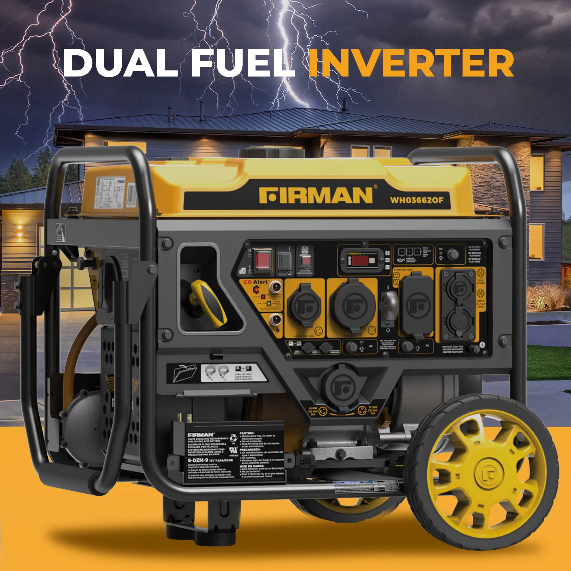 Dual Fuel Open Frame Inverter 4500W Electric Start With CO Alert - Image 12