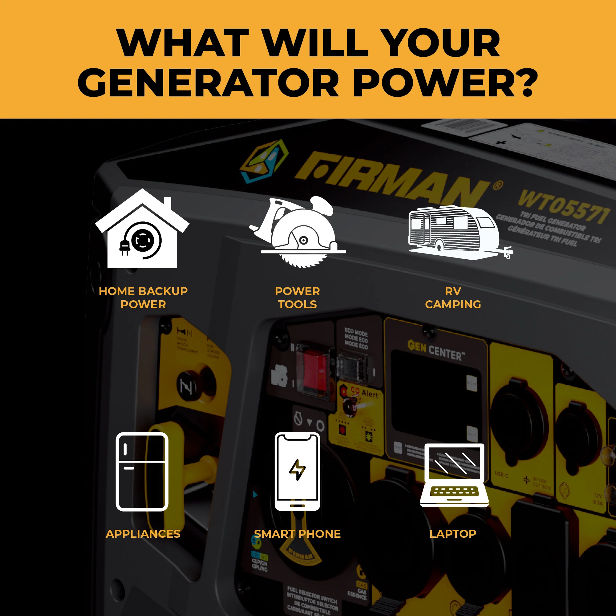 Tri Fuel Inverter Portable Generator 6850W Electric Start With CO Alert - Image 6