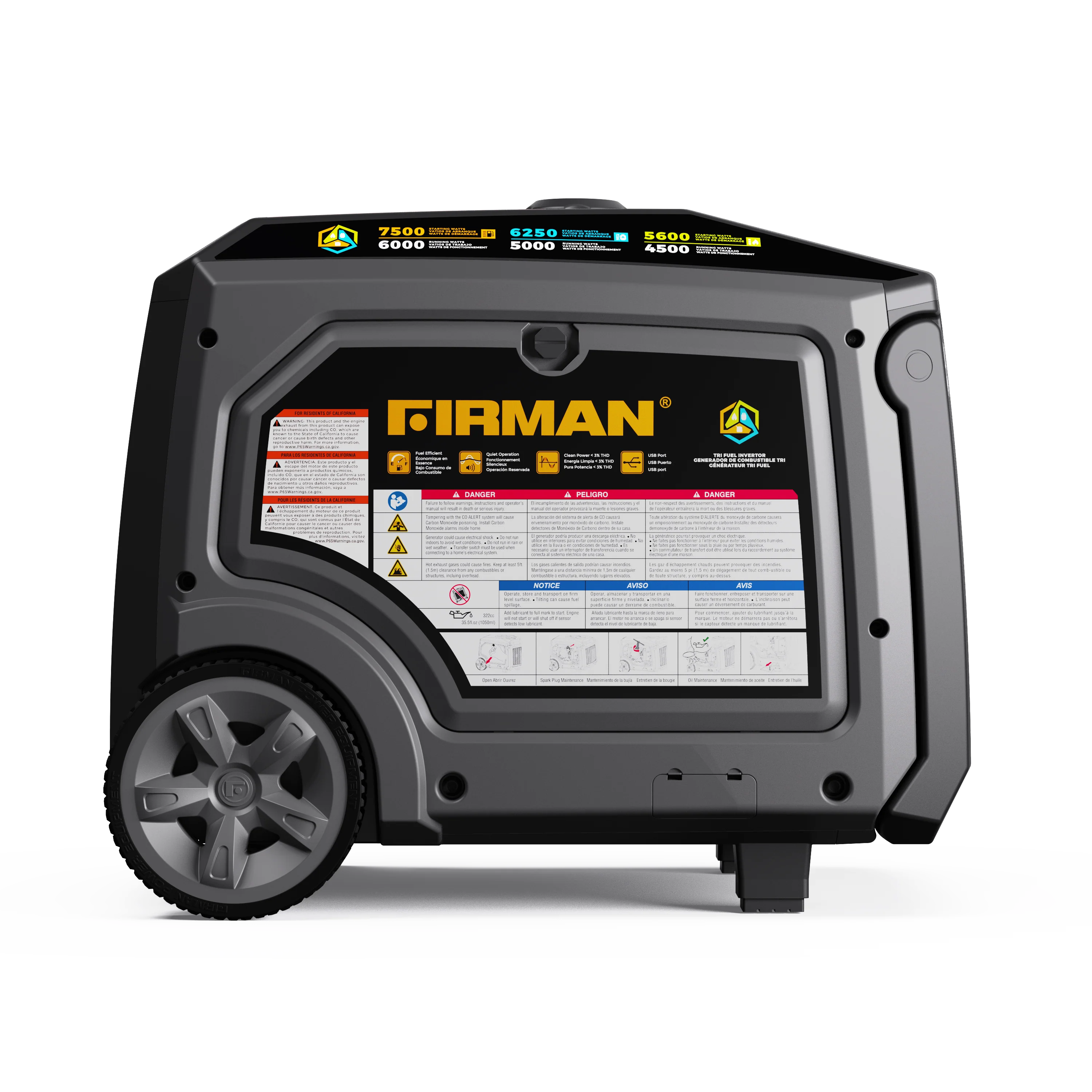 Tri Fuel Inverter Portable Generator 7500W Electric Start 120/240V Parallel Ready CO Alert - Image 4