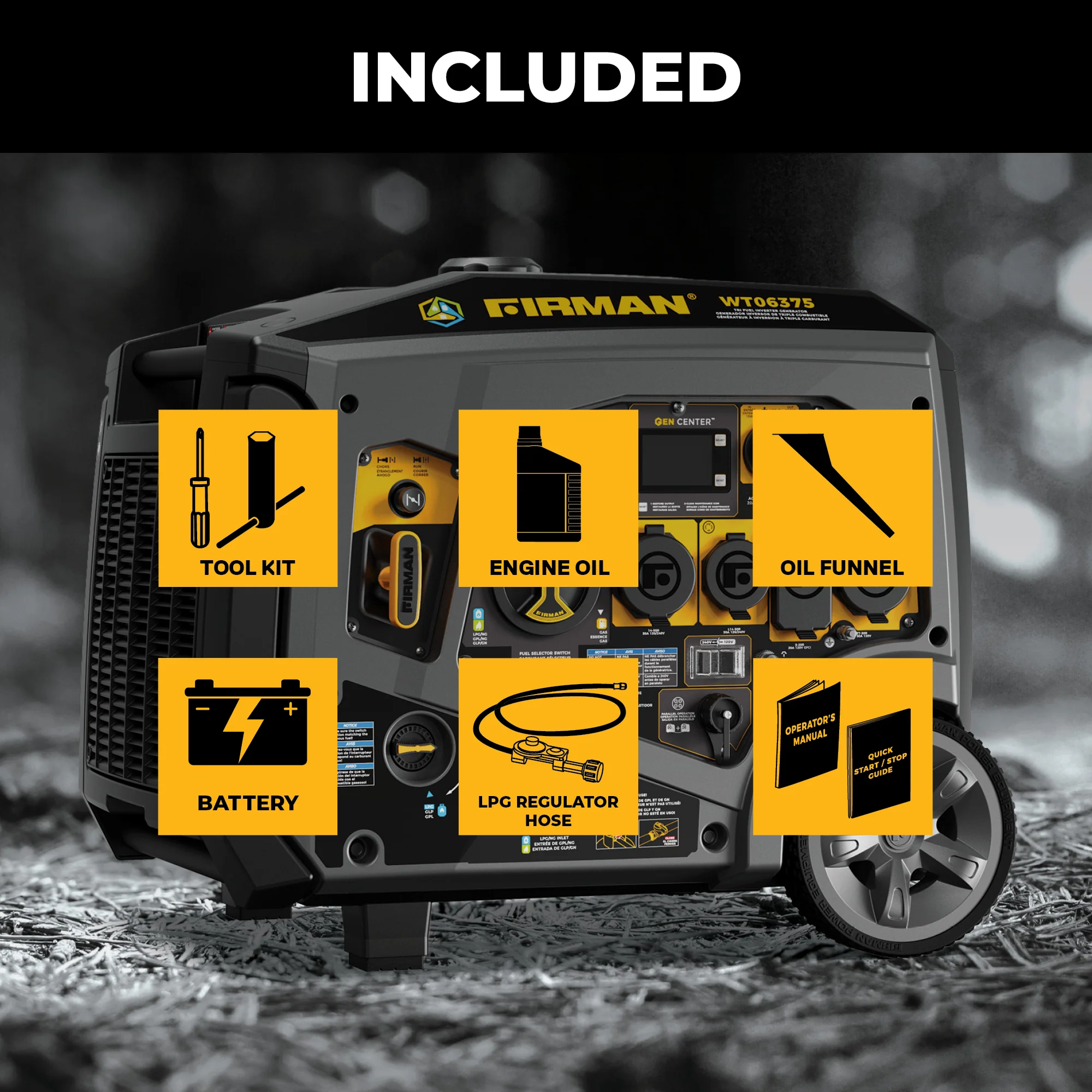 Tri-Fuel Inverter Portable Generator 7850/6300 Watt Electric Start 120/240V Parallel Ready with CO Alert - Image 3
