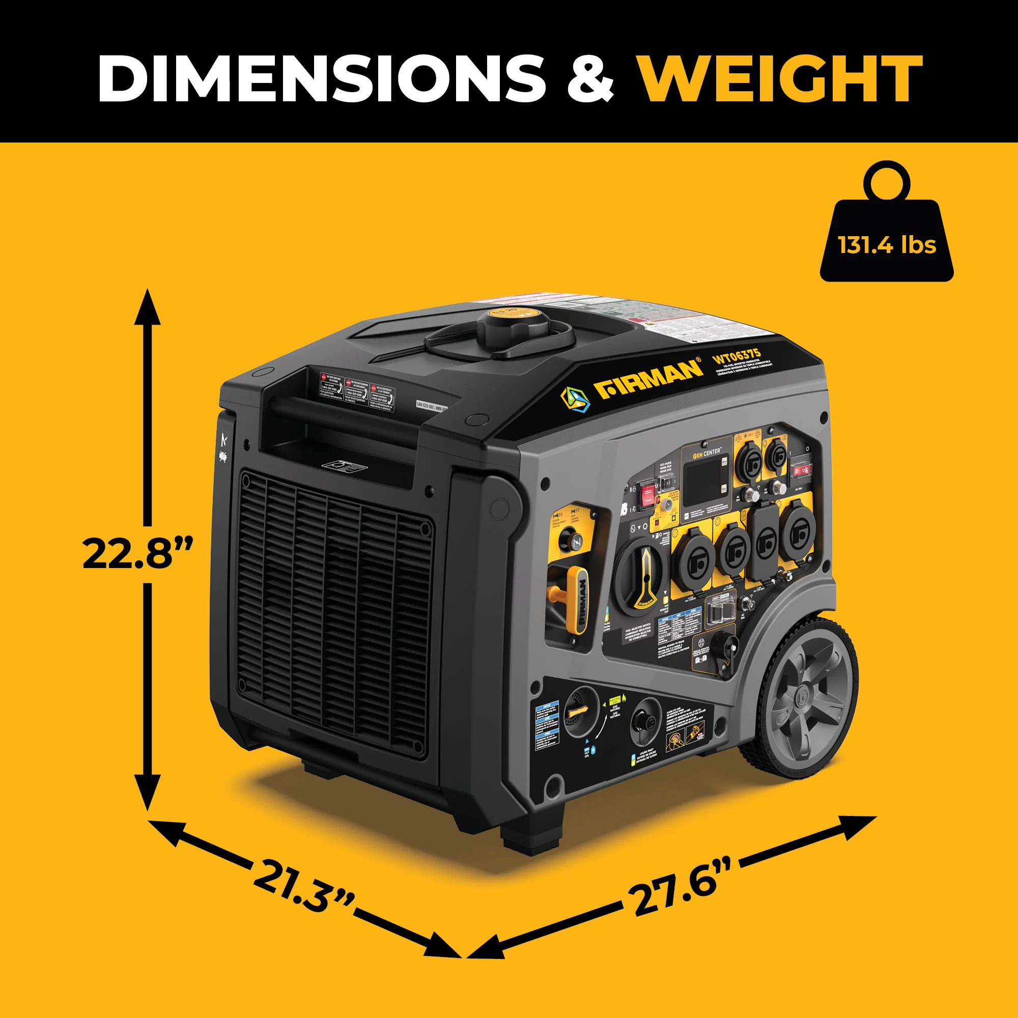 Tri-Fuel Inverter Portable Generator 7850/6300 Watt Electric Start 120/240V Parallel Ready with CO Alert - Image 8